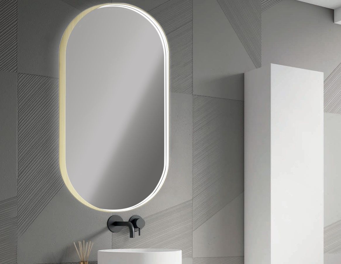 Купить xpertials noa capsula, зеркало 45х90 см, 1 датчик: led подсветка с регулировкой яркости, профиль брашированное золото оптом