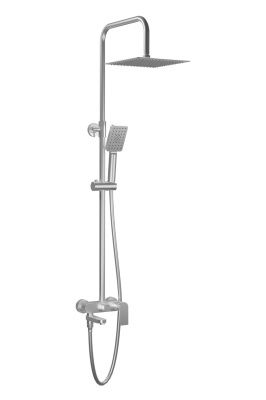 Купить aqg alpha, душевая колонна регулируемая по высоте 95-150 см: со складным изливом и квадратным душем, цвет никель сатин (pvd) оптом