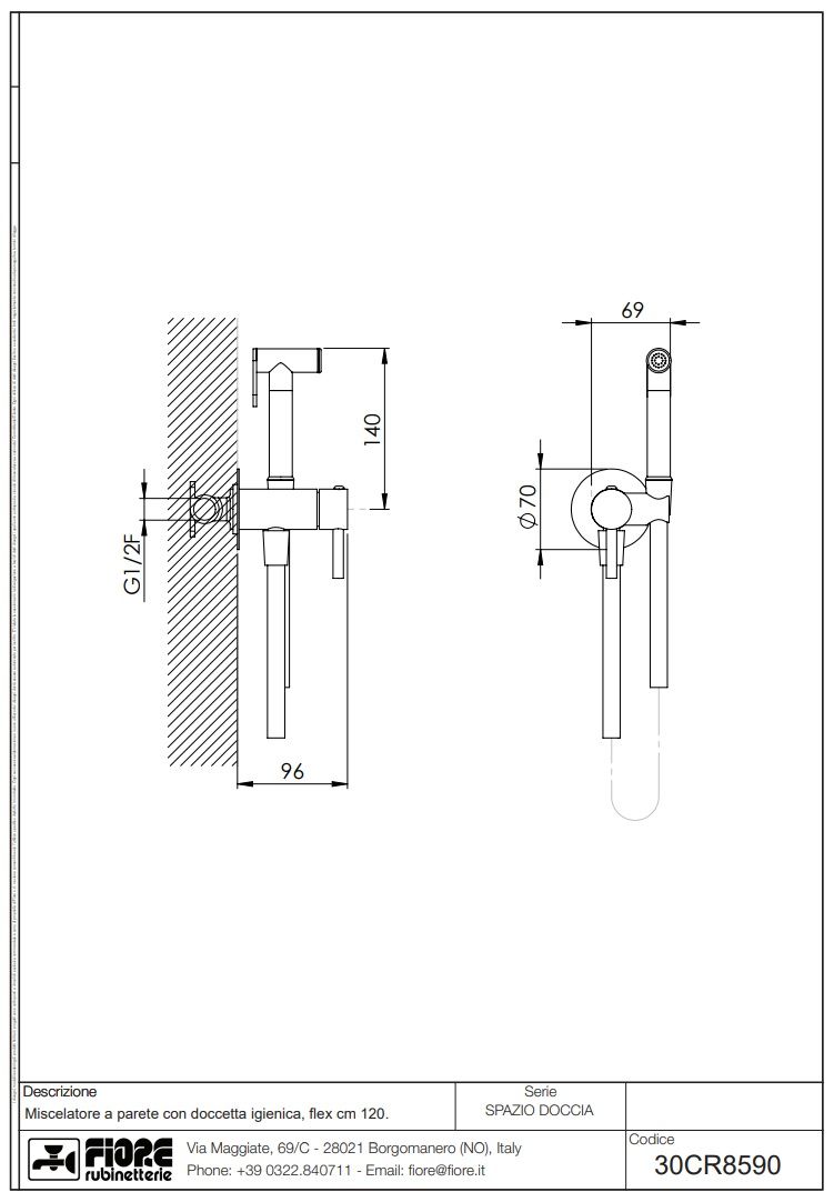 Купить fiore shower, набор гигиенического душа круглой формы, со смесителем на х/г воду, цвет сталь оптом