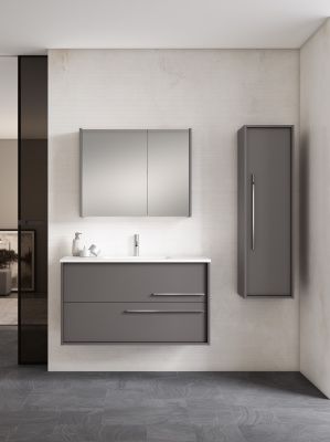 Купить visobath aqua, тумба 80 см, 2 ящика c хромированными ручками, цвет пепельный матовый лак (ceniza) оптом