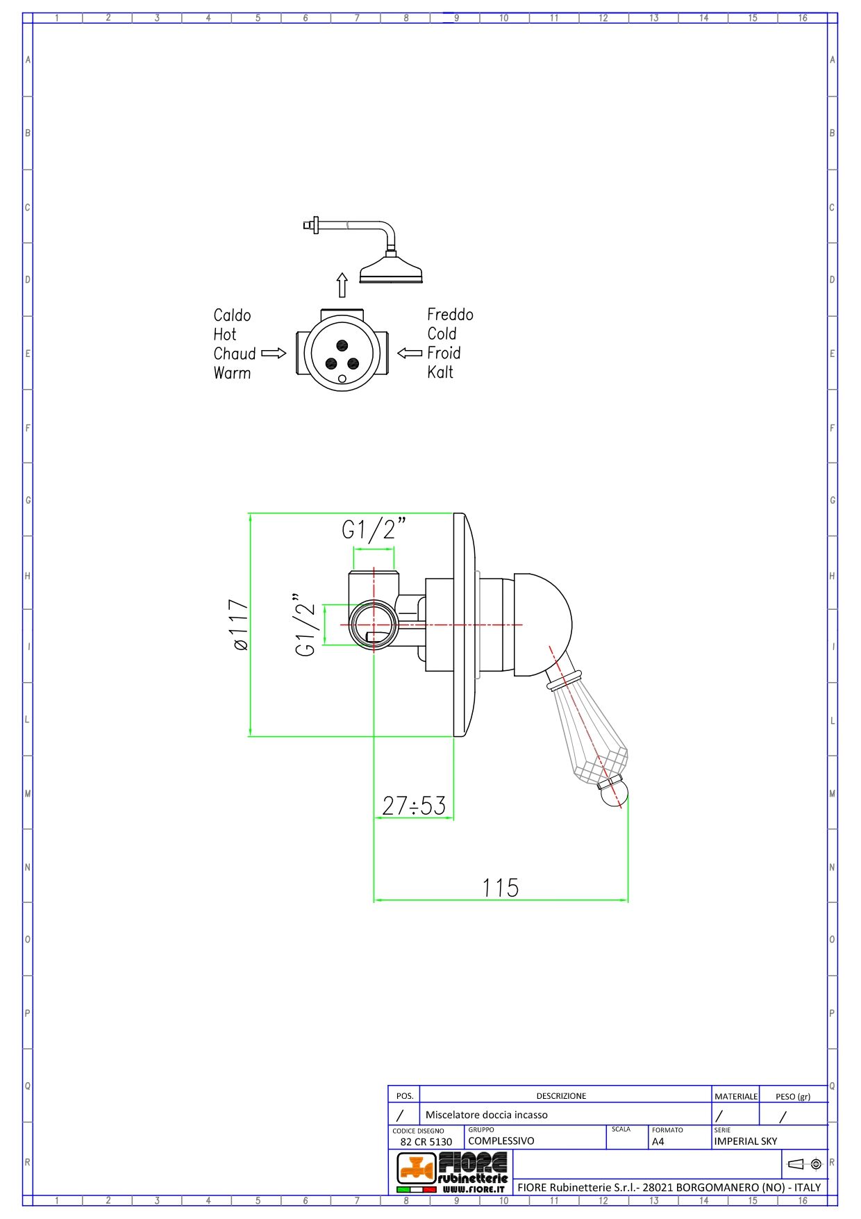 Купить смесители fiore imperiale sky, встраиваемый в стену однорычажный смеситель для душа, цвет хром - swarovski оптом