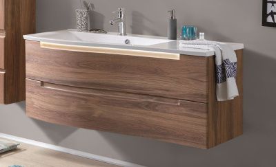 Купить puris purefaction 120 см правый: тумба (2 ящика) и белая раковина из мин литья c led подсветкой, цвет мебели белый глянцевый