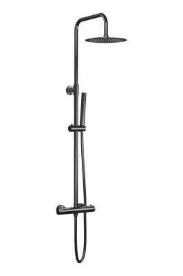 Купить aqg nite, душевая колонна регул. по высоте 95-150 см: c термостатом и круглым верхним душем 25 см, цвет оружейная сталь (pvd) оптом