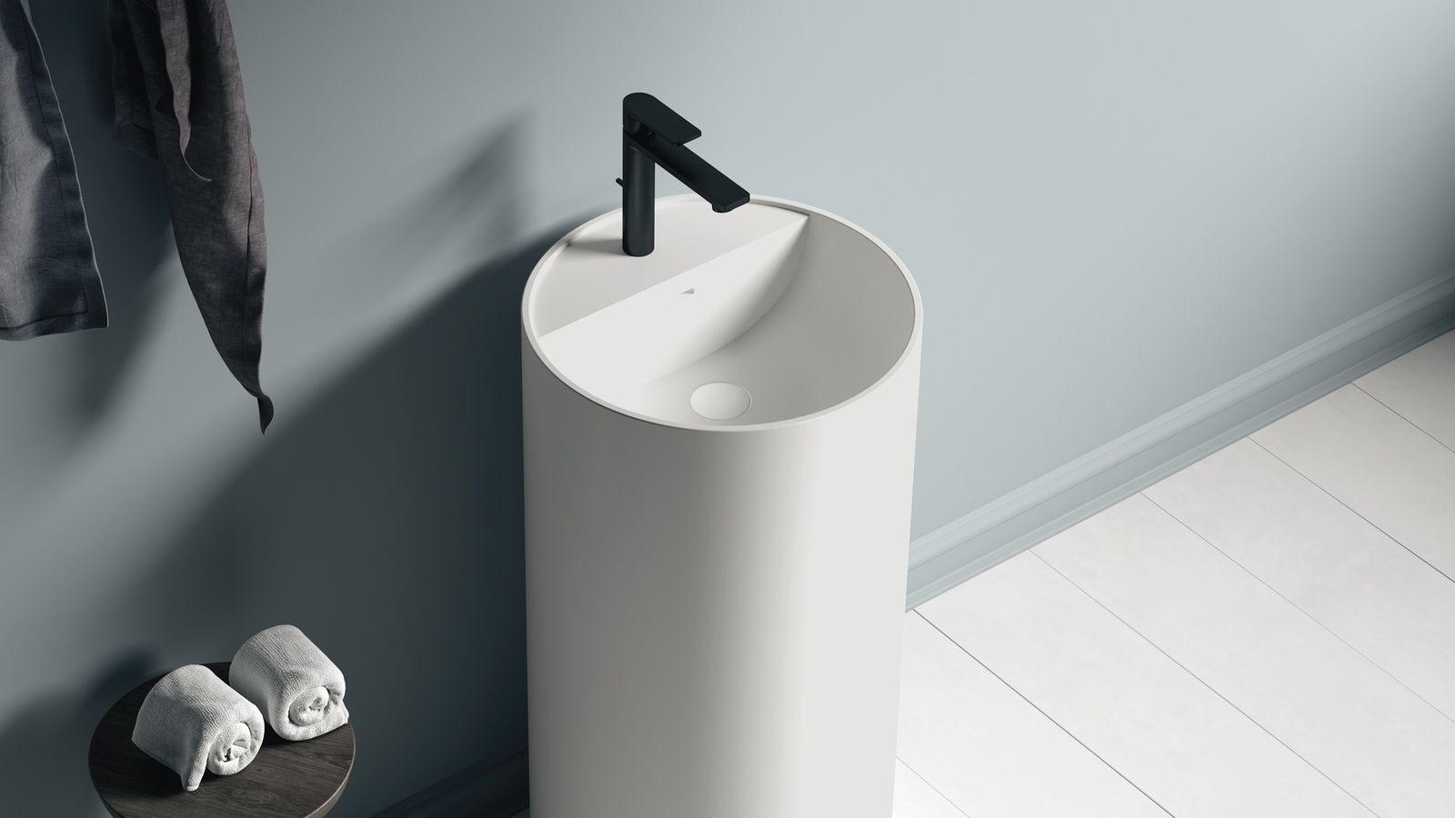 Купить zenon sunshine, напольная раковина круглой формы с отверстием под смеситель, 40х40хh85 см, цвет белый матовый оптом Купить zenon sunshine, напольная раковина круглой формы с отверстием под смеситель, 40х40хh85 см, цвет белый матовый оптом