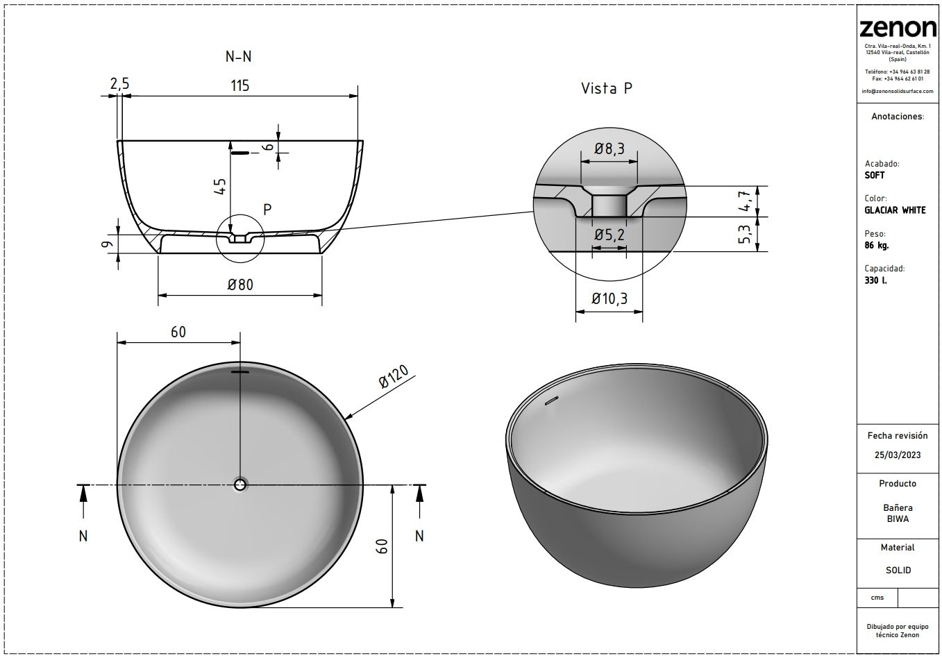 Купить ванны zenon biwa, круглая ванна из искусственного камня solid surface, ø120xh55 см, цвет белый матовый Купить ванны zenon biwa, круглая ванна из искусственного камня solid surface, ø120xh55 см, цвет белый матовый