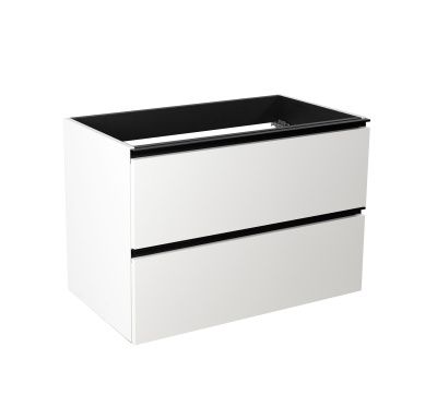 Купить visobath granada, тумба 80 см, 2 ящика c черными ручками, цвет белый матовый лак (b-ada) оптом