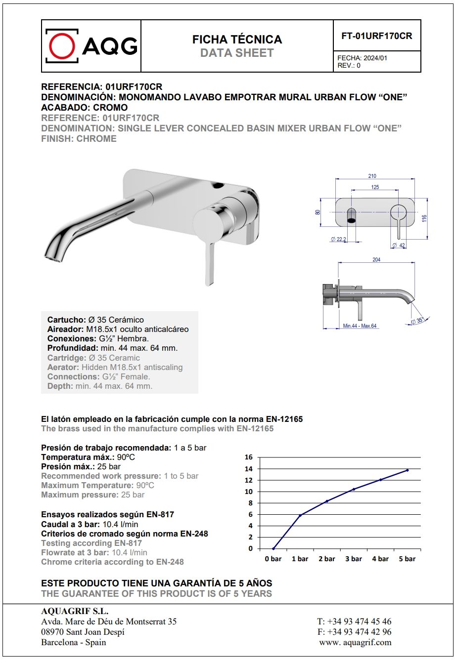 Купить aqg urban flow one, встраиваемый в стену однорычажный смеситель для раковины, цвет хром оптом Купить aqg urban flow one, встраиваемый в стену однорычажный смеситель для раковины, цвет хром оптом