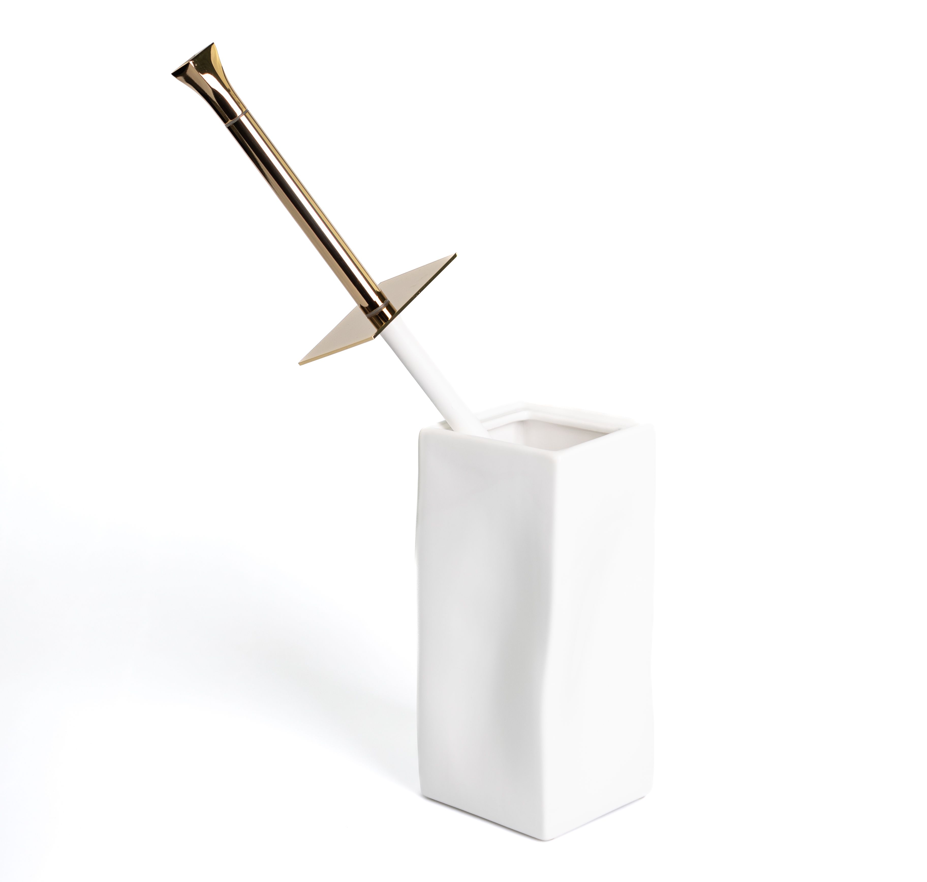 Купить stil haus prisma, напольный керамический ёрш, цвет золото - белая керамика оптом Купить stil haus prisma, напольный керамический ёрш, цвет золото - белая керамика оптом