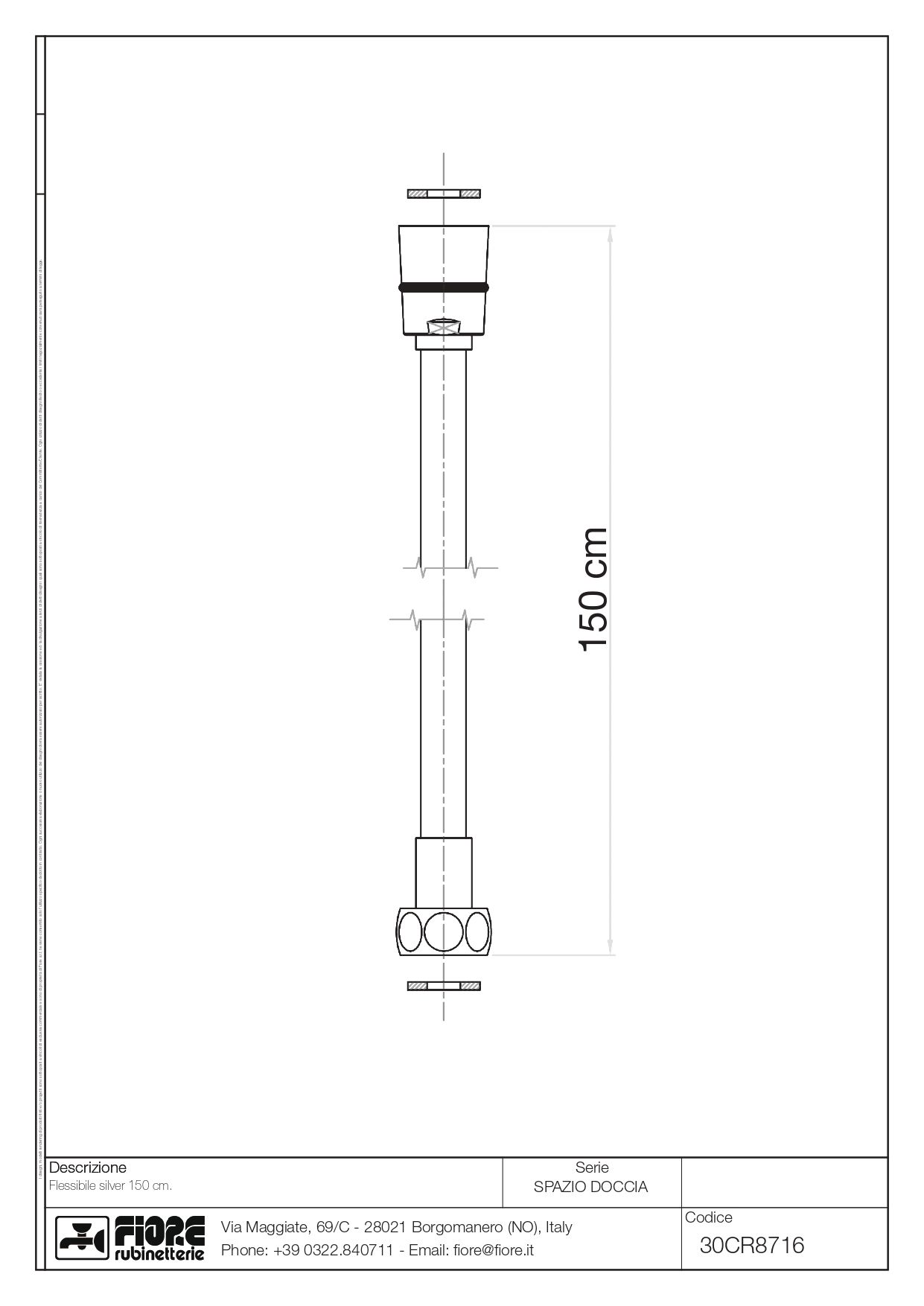 Купить fiore shower, душевой шланг из пвх, длина 150 см, цвет черный матовый оптом