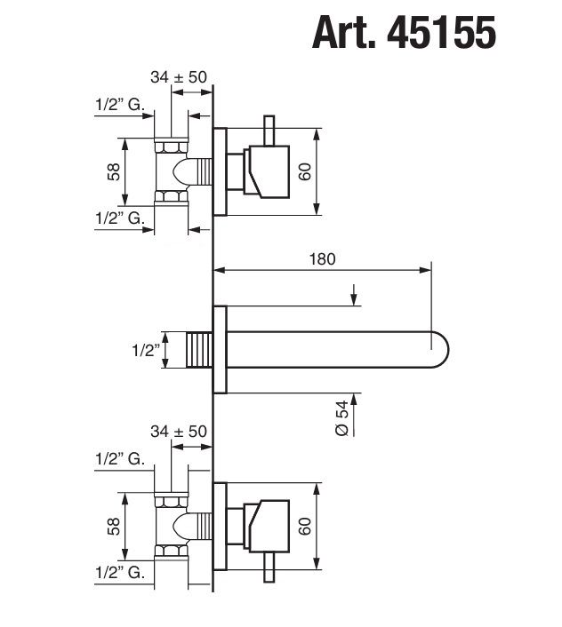 Купить смесители Emmevi Piper, встраиваемый в стену двухрычажный смеситель для раковины, без донного клапана, цвет бронза оптом Купить смесители Emmevi Piper, встраиваемый в стену двухрычажный смеситель для раковины, без донного клапана, цвет бронза оптом