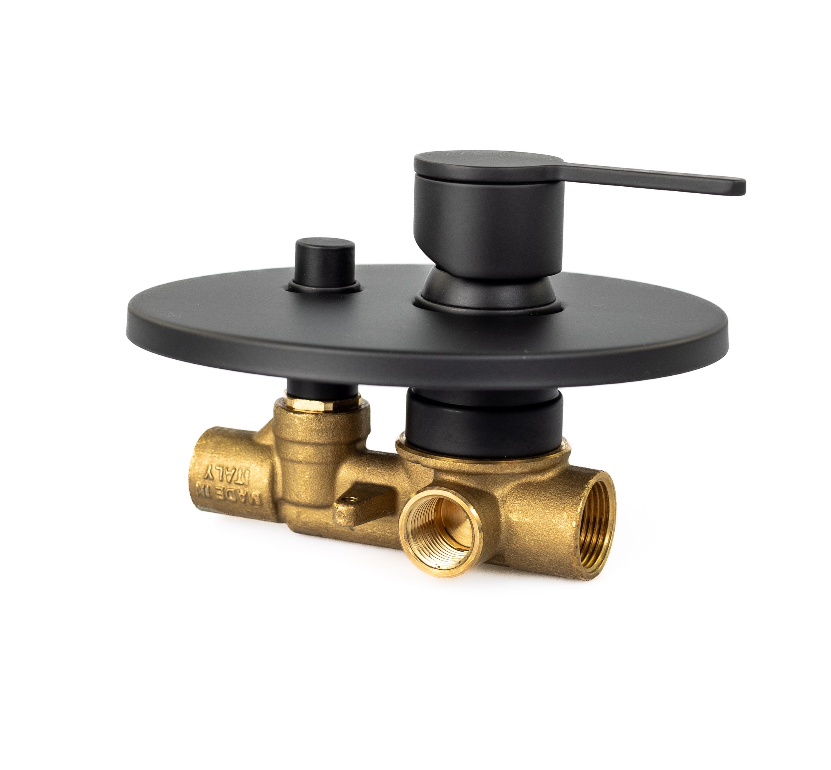 Купить смесители Emmevi Filobrass, однорычажный встраиваемый смеситель для душа с кнопочным дивертером, на 2 выхода, цвет черный матовый оптом Купить смесители Emmevi Filobrass, однорычажный встраиваемый смеситель для душа с кнопочным дивертером, на 2 выхода, цвет черный матовый оптом