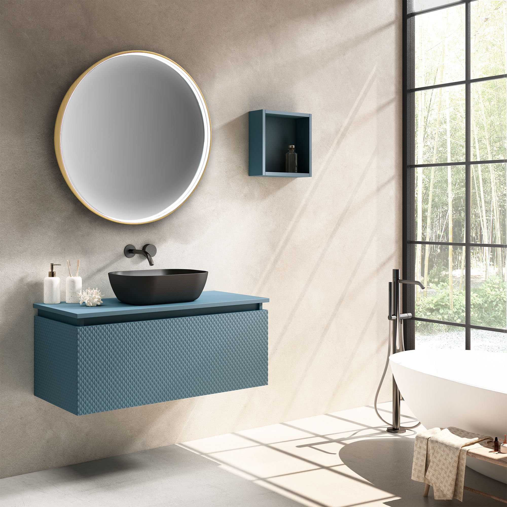 Купить xpertials noa redondo, зеркало ø80 см, 1 датчик: led подсветка с регулировкой яркости, профиль брашированное золото оптом