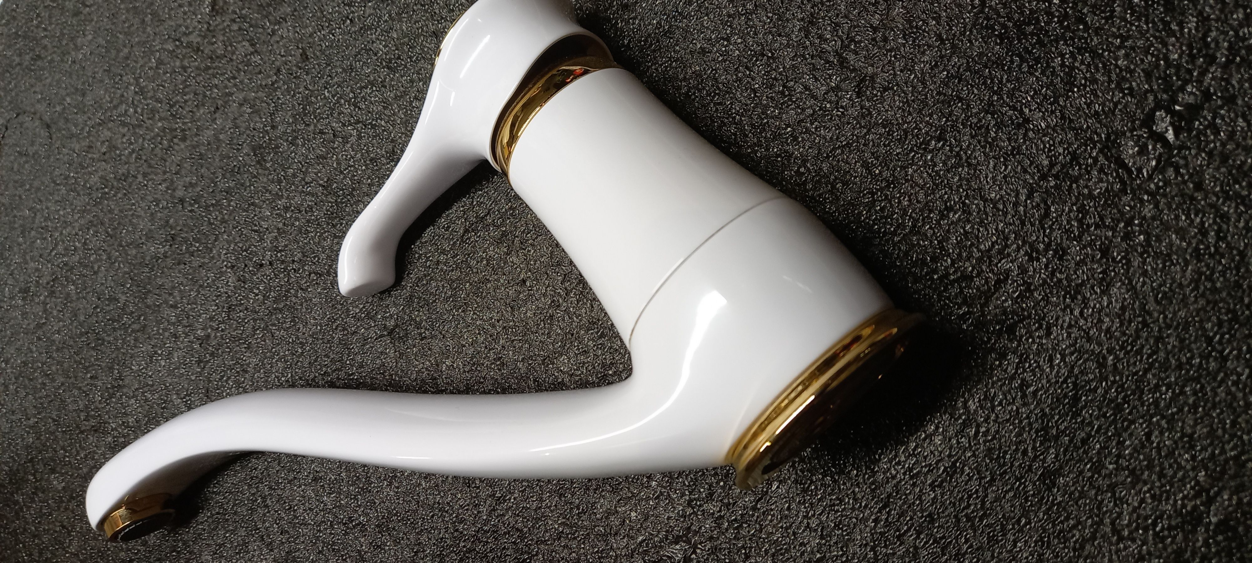 Emmevi Tiffany, 6095-12/BO, однорычажный кухонный смеситель (поворотный излив 22 см), без донного клапана, цвет белый/золото  