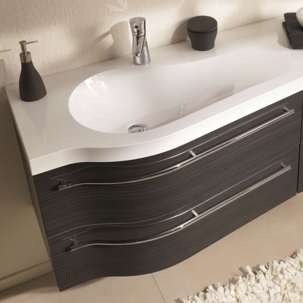 Купить puris swing 90 см правый: тумба (2 ящика) и белая раковина из мин литья, цвет мебели белый глянцевый