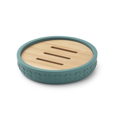 Купить gedy thea, настольная мыльница, цвет зеленый/бамбук оптом