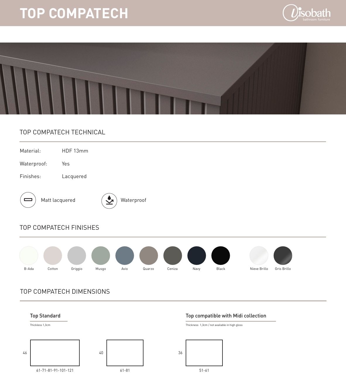 Купить visobath indico, комплект: тумба 100см + столешница + раковина, цвет бежевый матовый лак (cotton-valenti) оптом