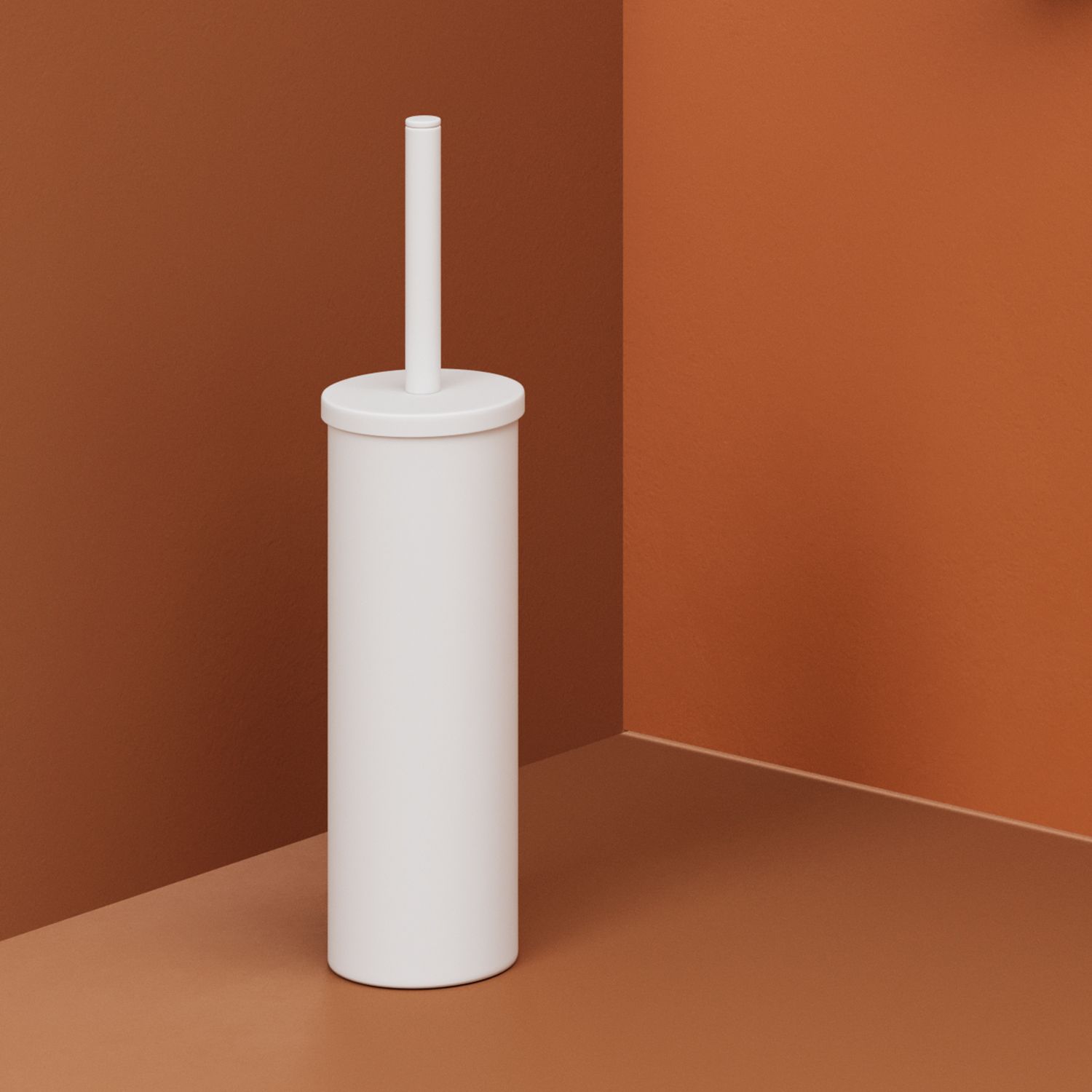 Купить gedy tonga, круглый напольный металлический ёрш, цвет белый матовый оптом