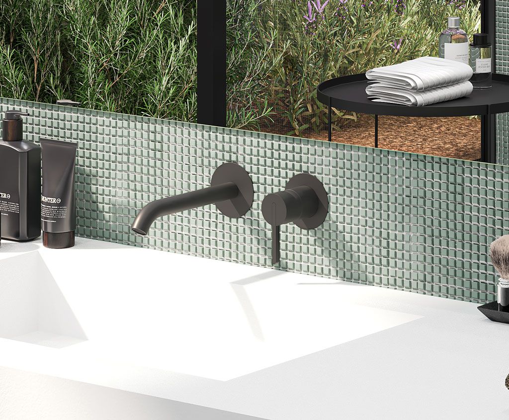 Купить aqg urban two, встраиваемый в стену однорычажный смеситель для раковины, цвет черный матовый оптом Купить aqg urban two, встраиваемый в стену однорычажный смеситель для раковины, цвет черный матовый оптом