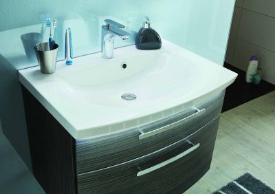 Купить puris vuelta 70 см: тумба (2 ящика) и белая раковина из мин литья c led подсветкой, цвет мебели белый глянцевый