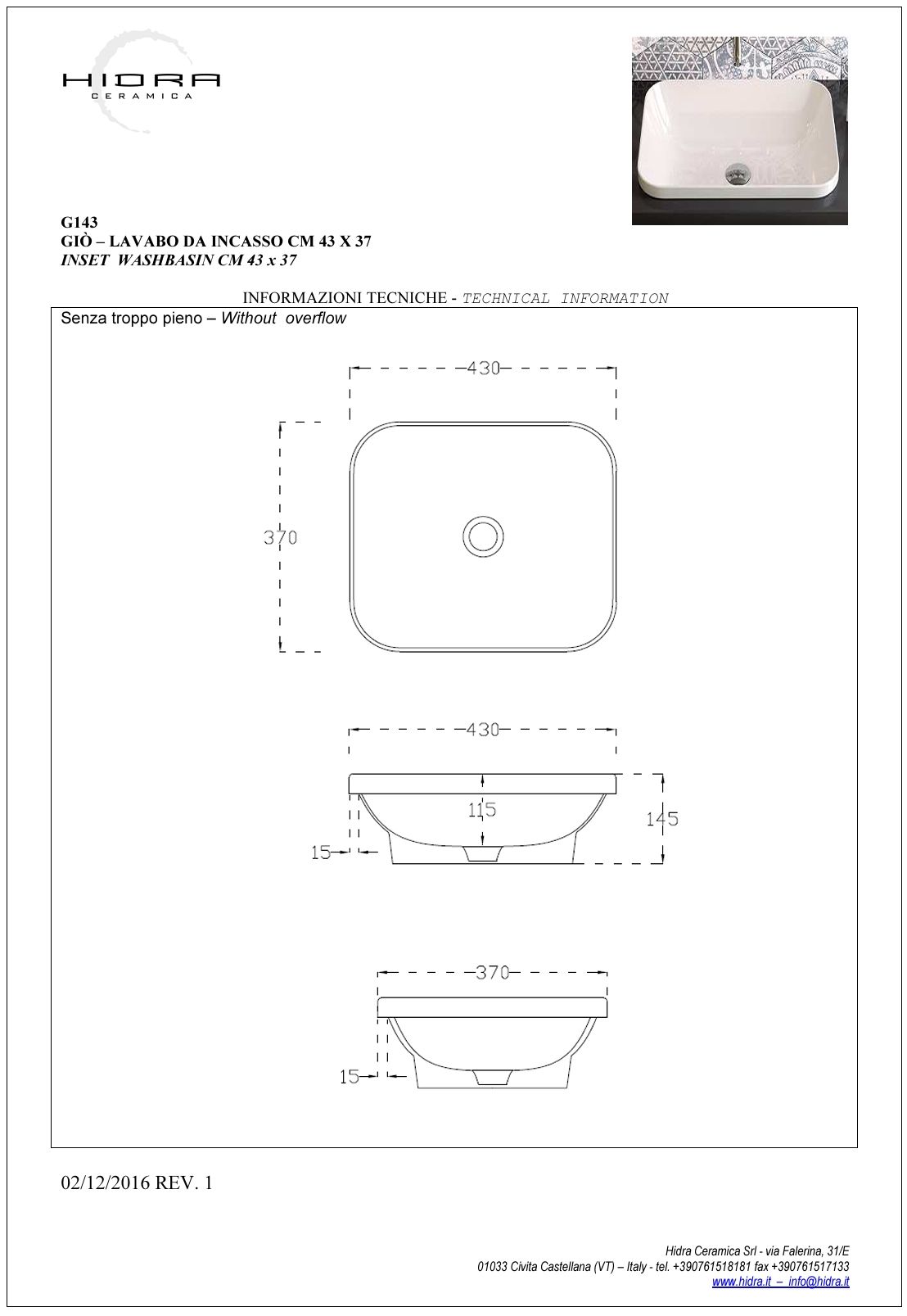 Купить hidra gio,  встраиваемая прямоугольная раковина с закругленными краями 43x37x15h см, цвет белый матовый оптом Купить hidra gio,  встраиваемая прямоугольная раковина с закругленными краями 43x37x15h см, цвет белый матовый оптом