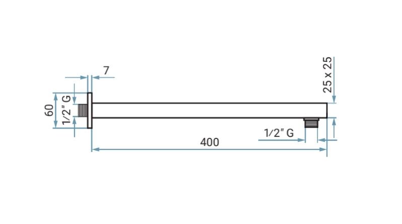 Купить emmevi, настенный квадратный кронштейн 40 см, для верхнего душа, подключение 1/2", цвет хром сатин оптом
