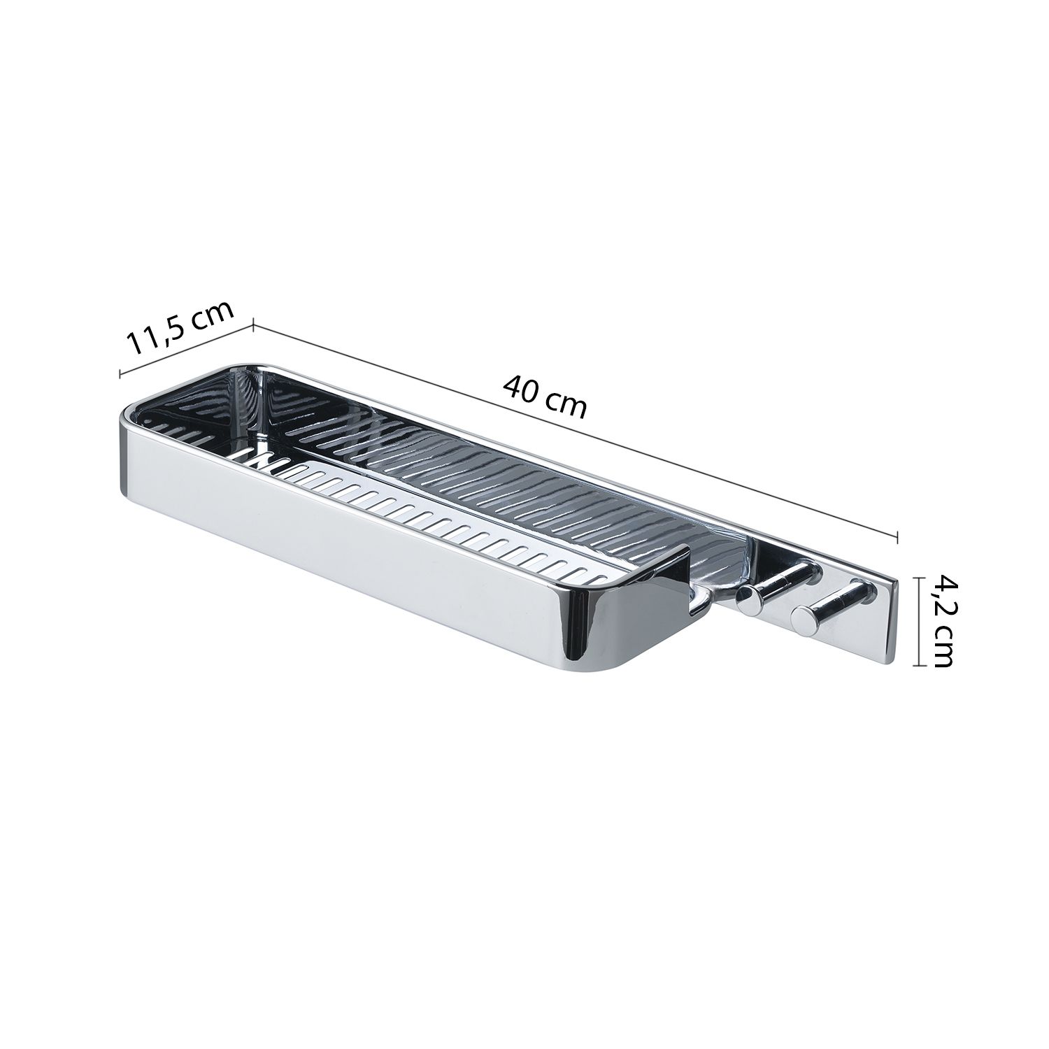 Купить gedy il giglio, прямоугольная полка с крючками (40х11,5х4,2), цвет хром  оптом