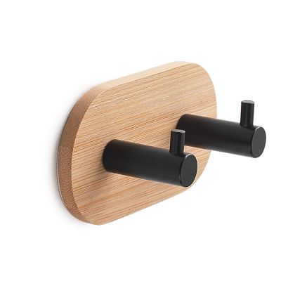 Купить gedy juncos, крючок двойной, цвет черный матовый/бамбук оптом