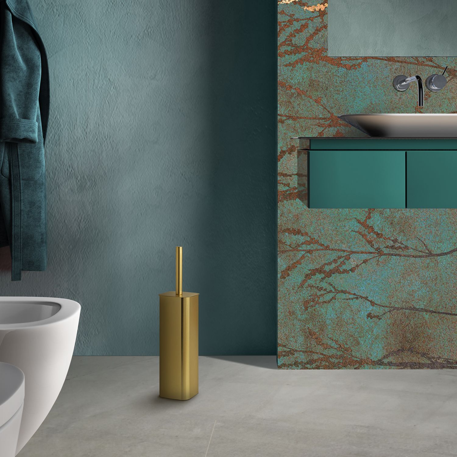 Купить gedy jack, напольный металлический ёрш, цвет матовое золото оптом