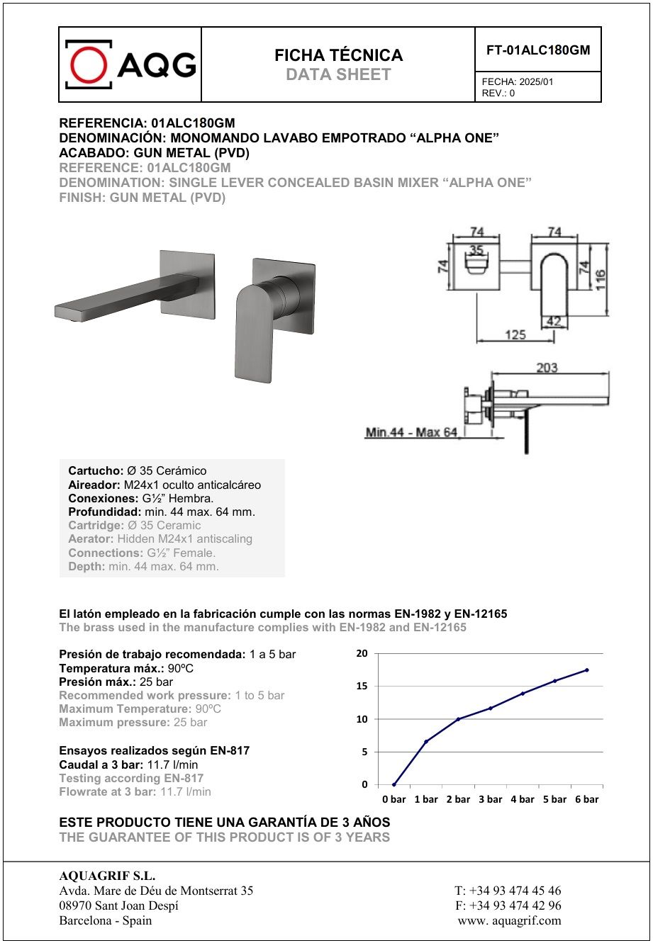 Купить aqg alpha two, встраиваемый в стену однорычажный смеситель для раковины, цвет оружейная сталь (pvd) оптом Купить aqg alpha two, встраиваемый в стену однорычажный смеситель для раковины, цвет оружейная сталь (pvd) оптом