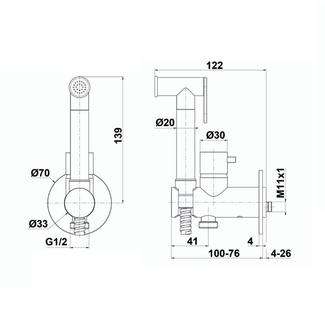 Купить oioli micro, гигиенический душ со смесителем на холодную/горячую воду, без внут. части, цвет оружейная сталь оптом