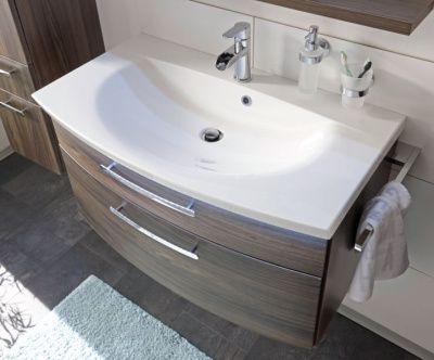 Купить puris vuelta 90 см: тумба (2 ящика) и белая раковина из мин литья c led подсветкой, цвет мебели белый глянцевый