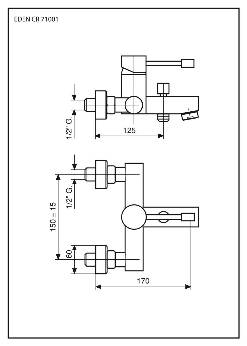 Emmevi Eden, 71001-3/CR, однорычажный смеситель для ванны (излив 17 см), без набора для душа, цвет хром  
