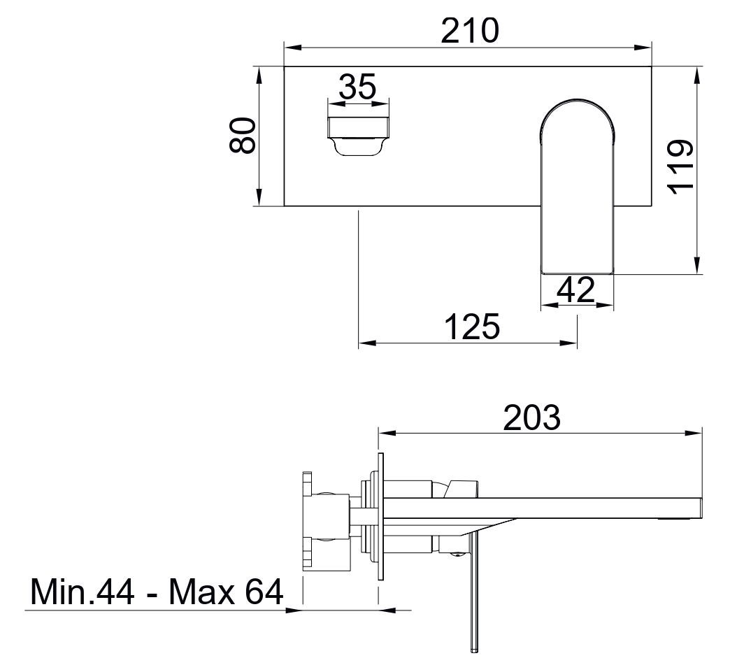 Купить aqg alpha one, встраиваемый в стену однорычажный смеситель для раковины, цвет матовое золото (pvd) оптом