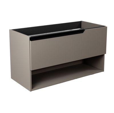 Купить visobath eleven, тумба 100 см, 1 ящик и 1 открытая полка, цвет кварцевый матовый лак (quarzo) оптом