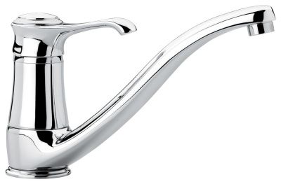 Emmevi Tiffany, 6095-12/BO, однорычажный кухонный смеситель (поворотный излив 22 см), без донного клапана, цвет белый/золото  