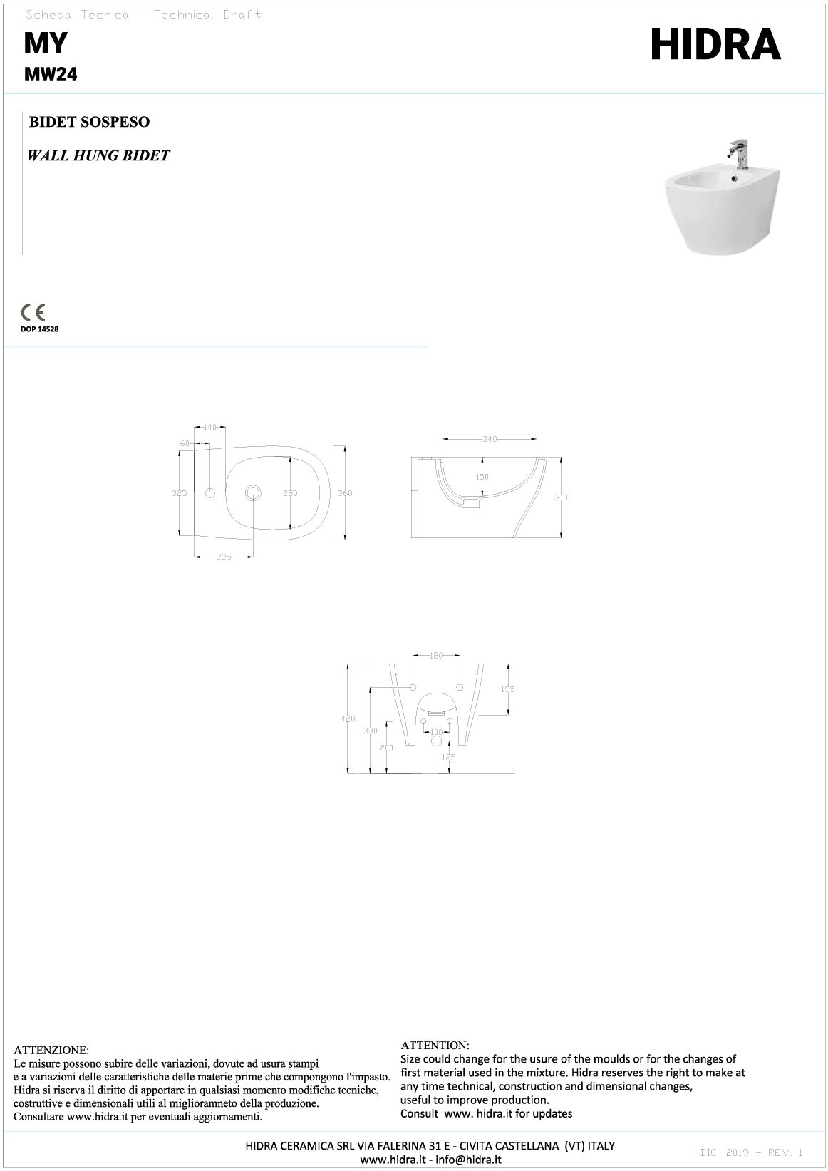Купить hidra my, подвесное биде c крепежом, 52x36x31h см, цвет белый глянцевый оптом