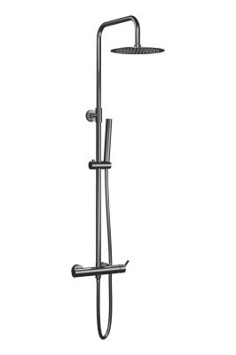 Купить aqg urban flow, душевая колонна регулируемая по высоте 95-150 см, cо смесителем, цвет оружейная сталь (pvd) оптом