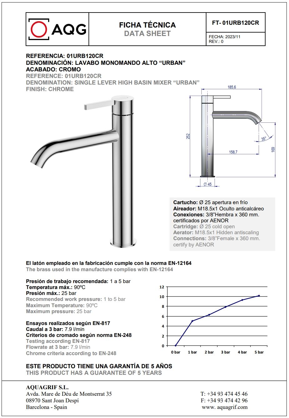 Купить aqg urban, высокий однорычажный смеситель для раковины без донного клапана, цвет хром оптом Купить aqg urban, высокий однорычажный смеситель для раковины без донного клапана, цвет хром оптом