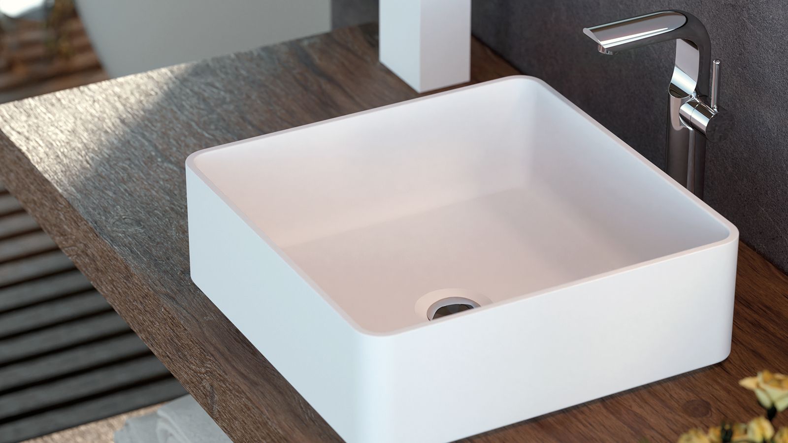 Купить zenon tamesis, накладная раковина квадратной формы без отверстия под смеситель, 36х36х11,5 см, цвет белый матовый оптом Купить zenon tamesis, накладная раковина квадратной формы без отверстия под смеситель, 36х36х11,5 см, цвет белый матовый оптом