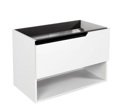 Купить visobath eleven, тумба 80 см, 1 ящик и 1 открытая полка, цвет белый матовый лак (b-ada) оптом