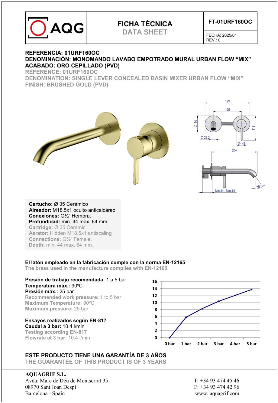 Купить aqg urban flow two, встраиваемый в стену однорычажный смеситель для раковины, цвет матовое золото (pvd) оптом Купить aqg urban flow two, встраиваемый в стену однорычажный смеситель для раковины, цвет матовое золото (pvd) оптом