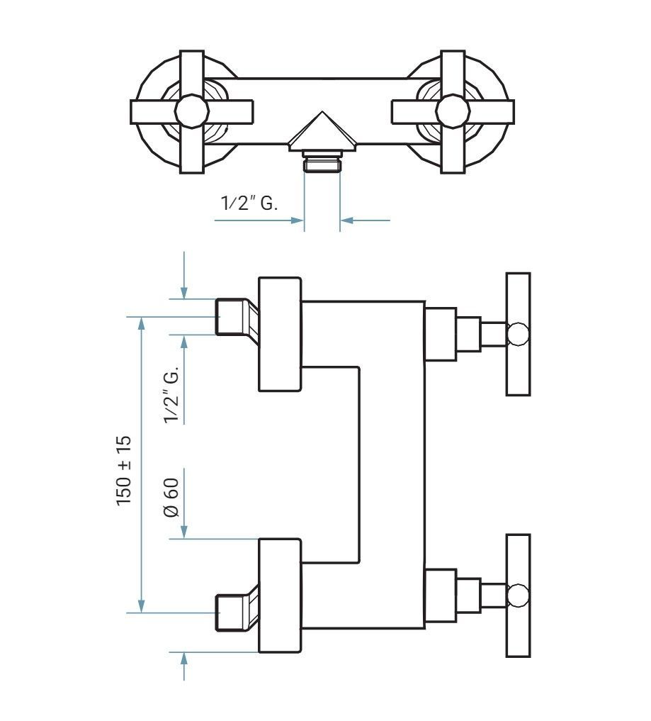 Купить смесители Emmevi Spirit New, двухвентильный смеситель для душа, без набора для душа, цвет золото оптом