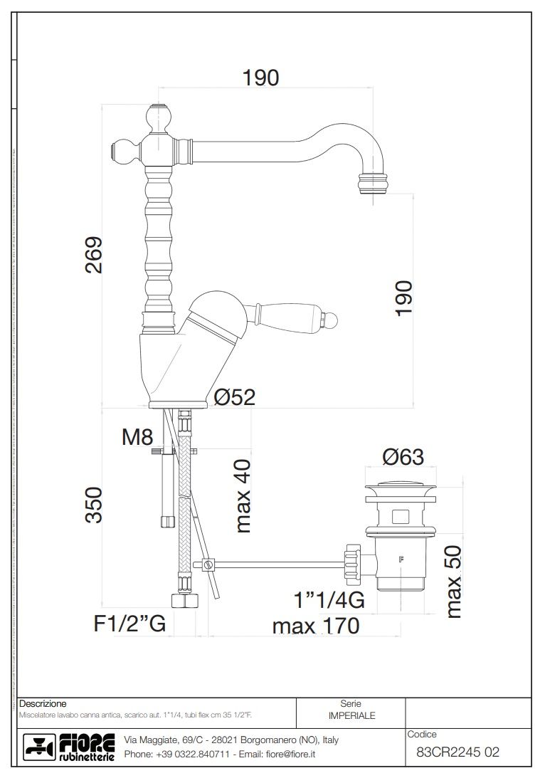 Купить смесители fiore imperiale, однорычажный смеситель для раковины (излив 19 см), с донным клапаном, цвет бронза оптом