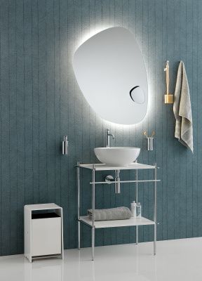 Купить для ванной комнаты stil haus hashi, настенная металлическая консоль с деревянной полкой, цвет золото оптом