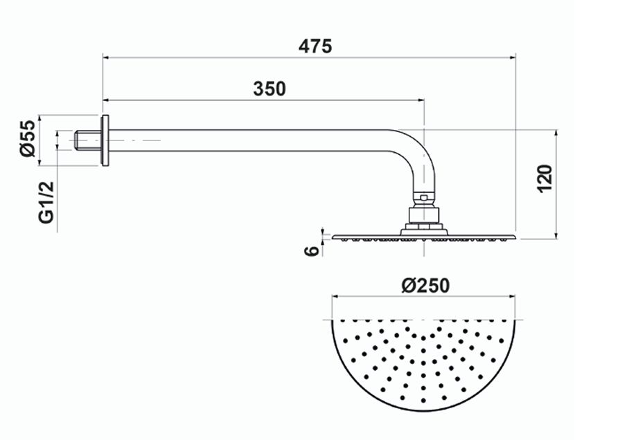 Купить oioli micro, душевой комплект на 2 потребителя: с круглым верхним душем ø25 см, без внут. части, цвет брашированное золото оптом