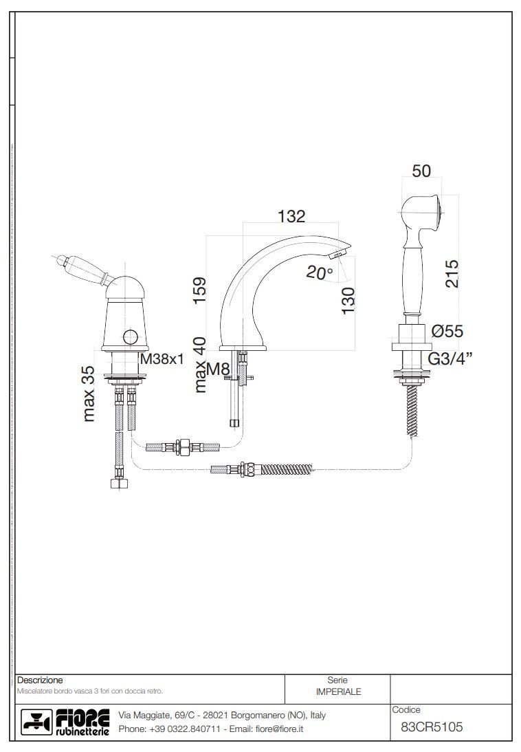 Купить смесители fiore imperiale, комплект смесителя на борт ванны (излив 13,2 см), на 3 отверстия, с набором для душа, цвет золото оптом