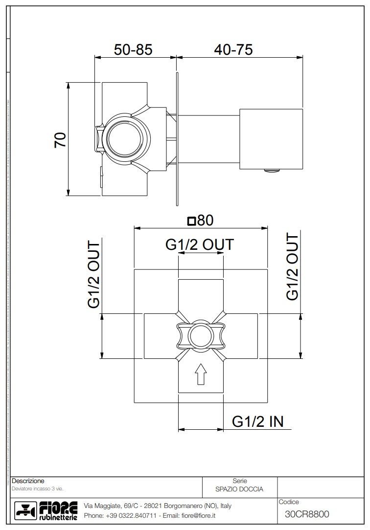 Купить смесители fiore kube, встраиваемый в стену однорычажный дивертор на 3 потребителя, цвет хром оптом