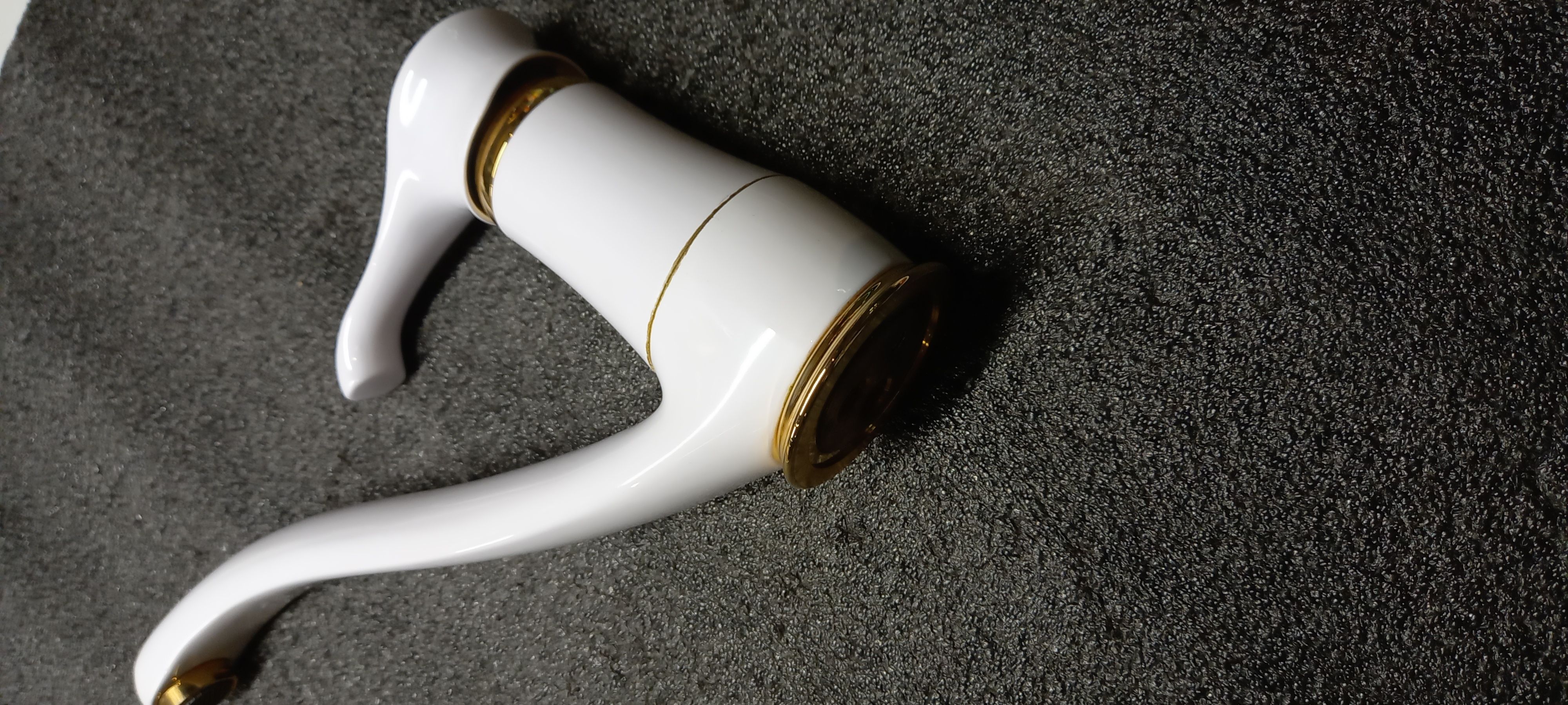 Emmevi Tiffany, 6095-10/BO, однорычажный кухонный смеситель (поворотный излив 22 см), без донного клапана, цвет белый/золото  