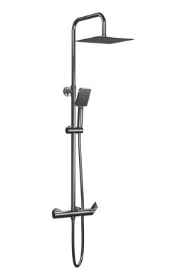 Купить aqg alpha, душевая колонна регулируемая по высоте 95-150 см, cо смесителем и квадратным верхним душем 25х25 см, цвет оружейная сталь (pvd) оптом Купить aqg alpha, душевая колонна регулируемая по высоте 95-150 см, cо смесителем и квадратным верхним душем 25х25 см, цвет оружейная сталь (pvd) оптом