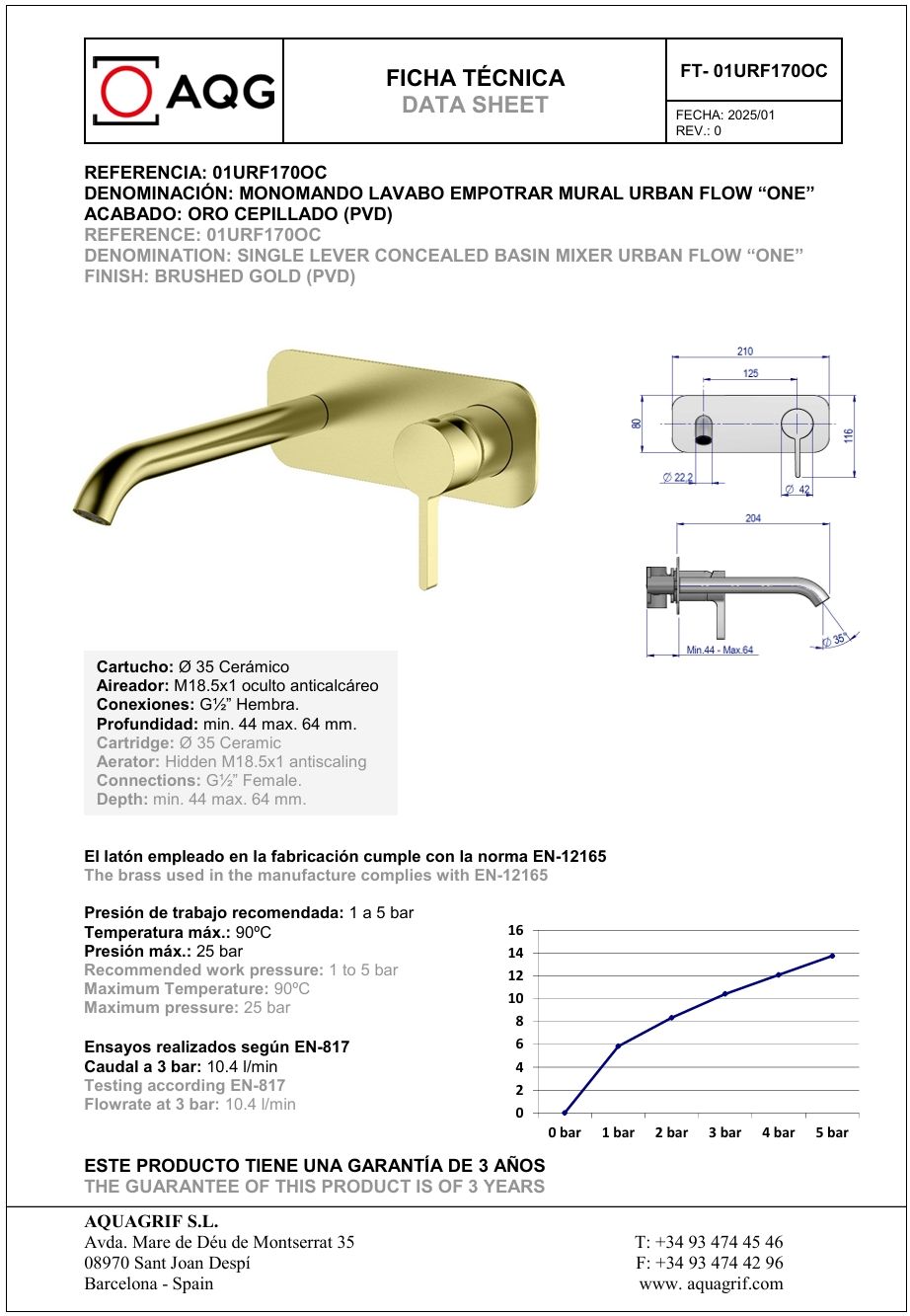 Купить aqg urban flow one, встраиваемый в стену однорычажный смеситель для раковины, цвет матовое золото (pvd) оптом Купить aqg urban flow one, встраиваемый в стену однорычажный смеситель для раковины, цвет матовое золото (pvd) оптом